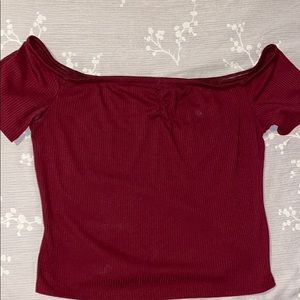 Off the shoulder red top